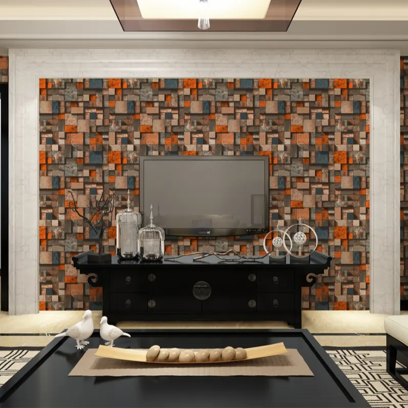 Radiante moderna textura de piedra de la pared de vinilo 3D papel para decoración hogar oficina trabajo Hotel