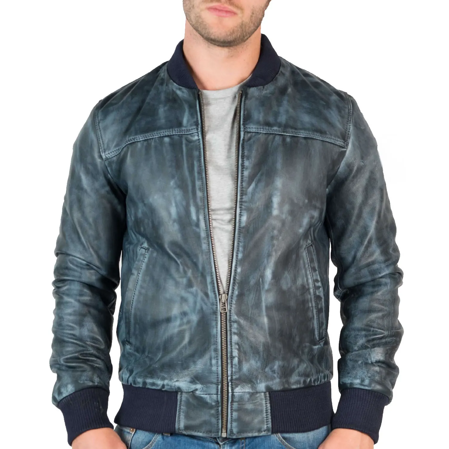 Blouson aviateur/universitaire cirés sur mesure Veste chaude pour jeunes de haute qualité fabriquée en cuir