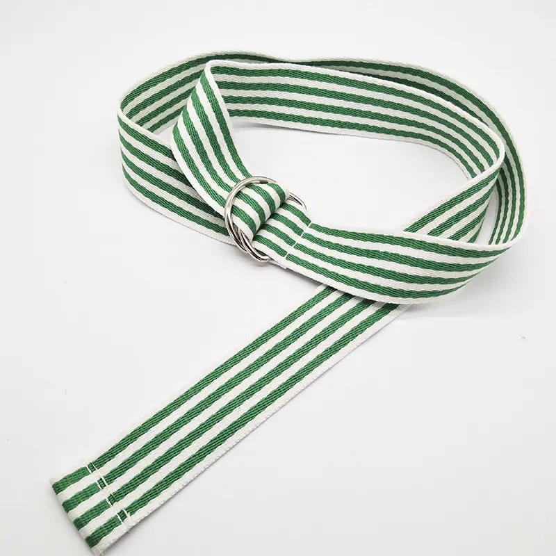 Cinture in tela a righe verdi ZONESIN cinturino in tessuto di cotone con doppio anello a D