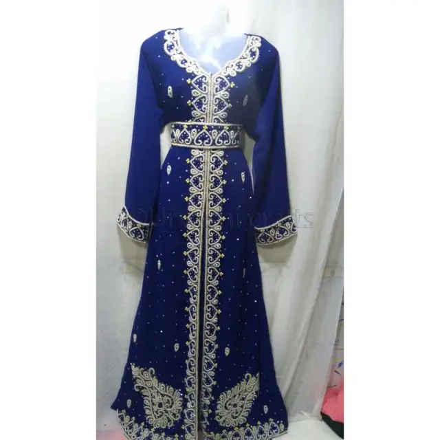 Étnicos ropa islámica Kaftan ropa de diseñador Abaya Georgette de Dubai Kaftan venta al por mayor para las señoras Kaftan marroquí venta