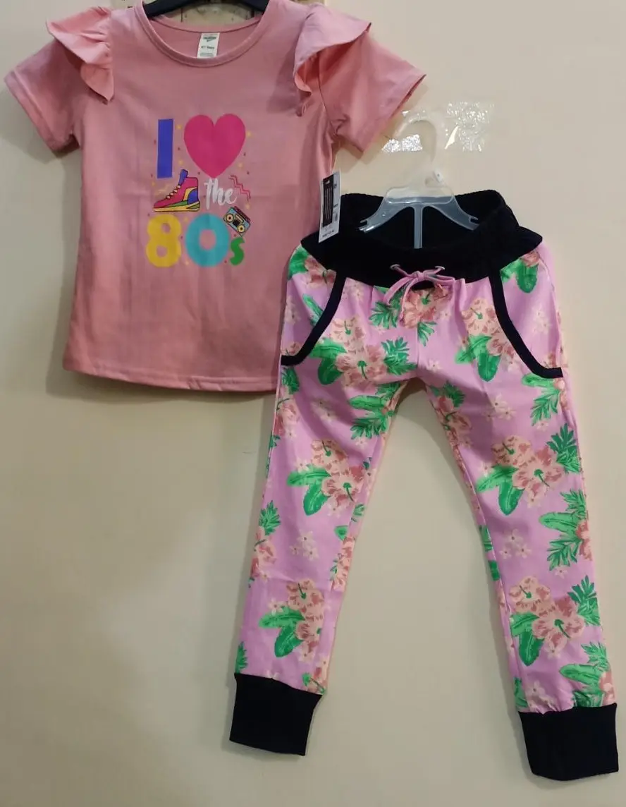 Original de la marca de otoño invierno niñas princesa manga corta top y pantalón 100% algodón encantadora cherry niñas pijama conjunto