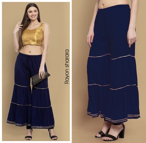 设计师sharara，边框gota pati美丽，与所有Kurtis上衣搭配独特的颜色系列palazzo底装