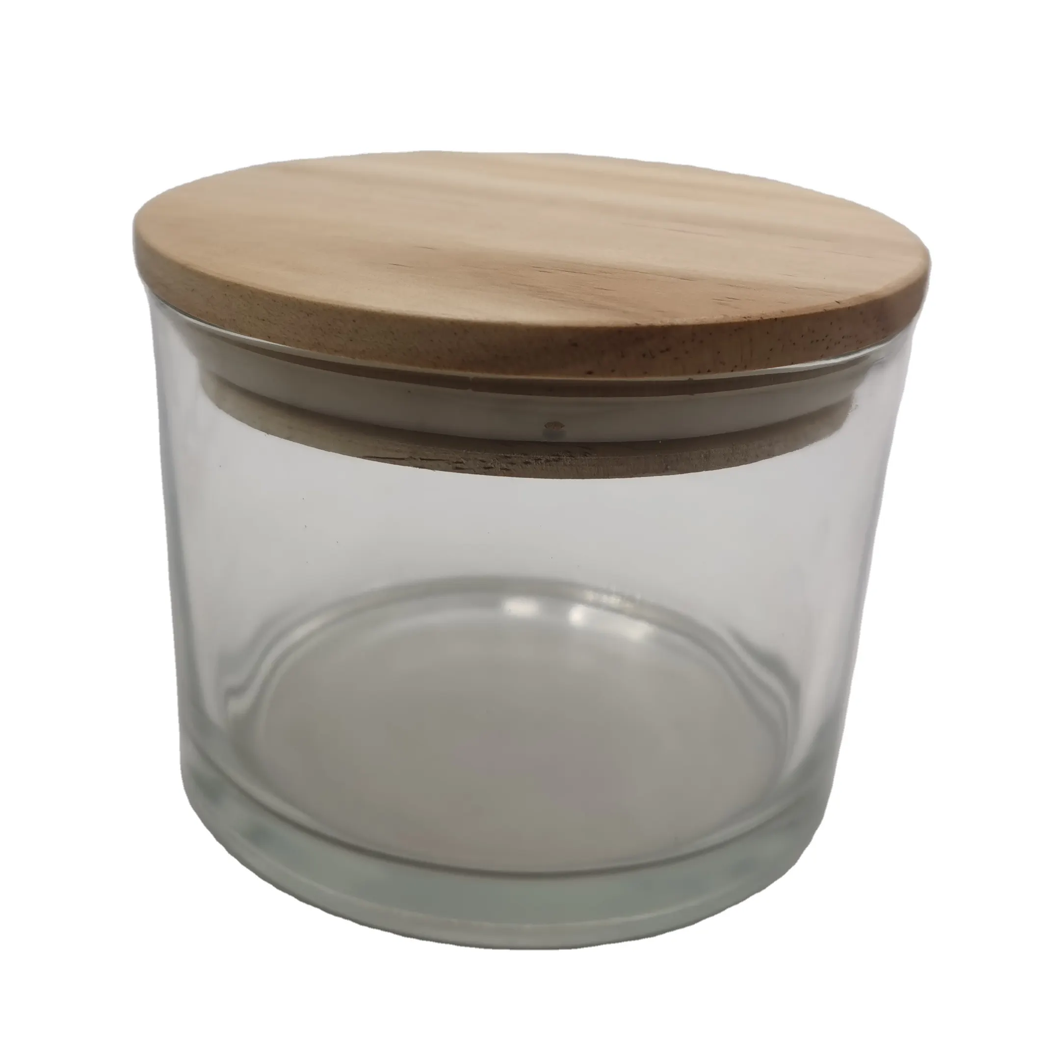 Contenedor de vela, tapa de vidrio para decoración del hogar, vidrio vacío con madera, caja de cartón Exim, 8 Oz, gran oferta, venta al por mayor