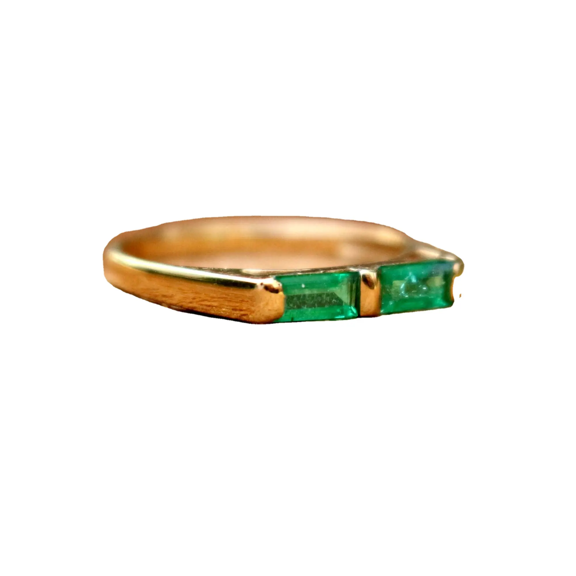 Anillo de oro amarillo de 18k con gema de Esmeralda Natural, anillo hecho a mano, para mujeres