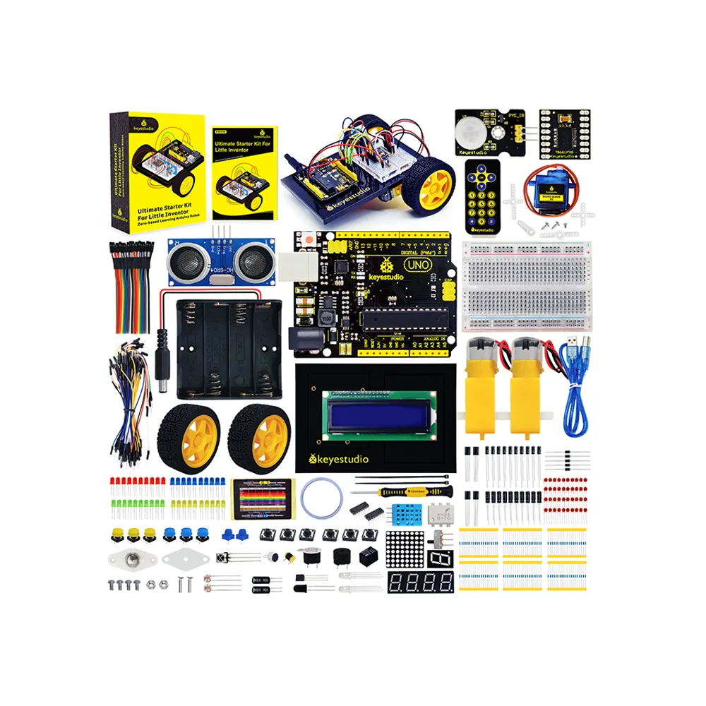 Keyestudi-Kit de iniciación definitivo/Kit de coche Robot para Arduino Little Inventor (Robot Arduino de aprendizaje sin base)