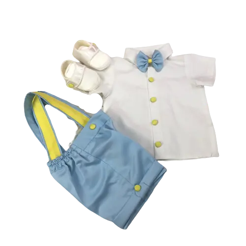 Оптовая продажа, современный роскошный Детский комбинезон для новорожденных, новый дизайн, высокое качество, голубой комбинезон для маленьких мальчиков и белая рубашка