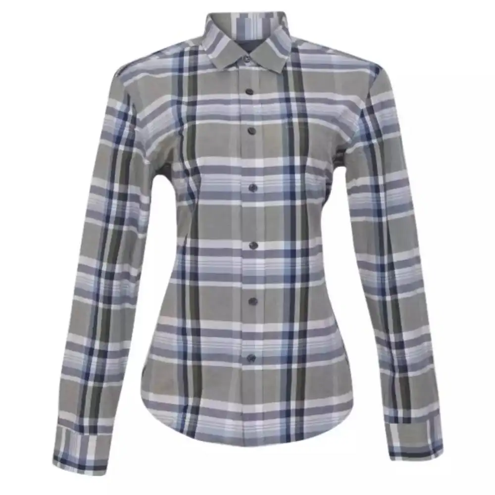 Camisa formal de manga longa com estampa de 100% algodão, camisa fashion personalizada, ajuste elegante, coleção feminina de bangladese