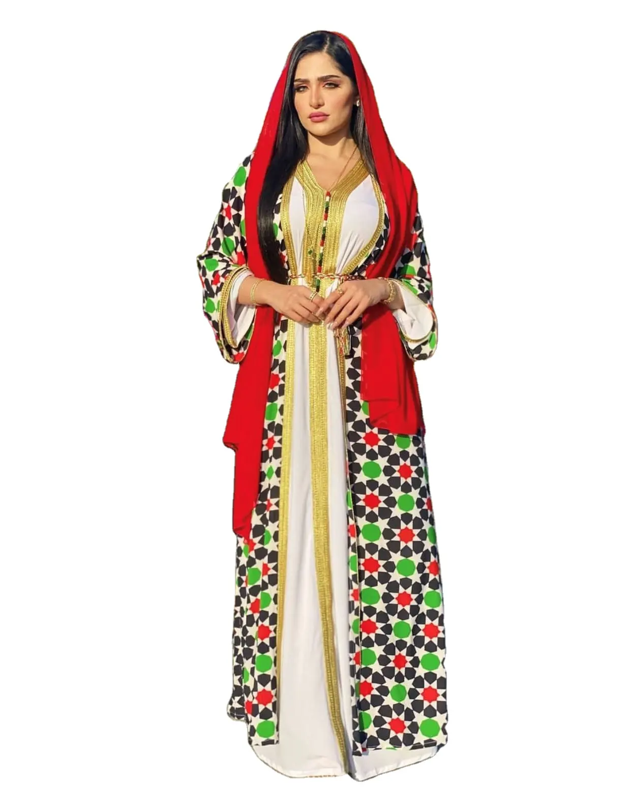 Zomer Jurk Afro-amerikaanse Kaftan Plus Size Etnische Doek Indische Dames Moslim Kleding Islamitische Vrouwen Kleding