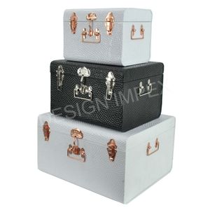Small Medium and Large Three Classical Sizes <strong>Trunk</strong> Boxes Set Metal <strong>Trunk</strong> Box and Multicolor Case for Multifunctional Uses - Product Image 1