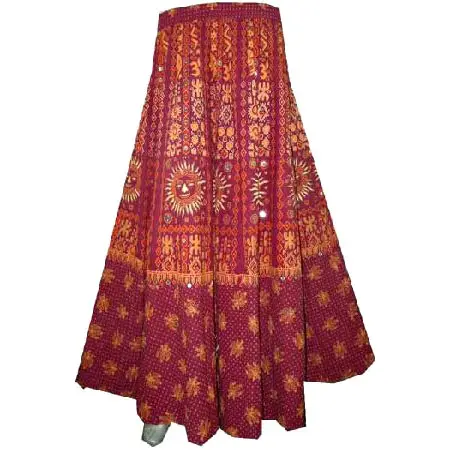 Falda de algodón de estilo étnico para mujer, falda larga envolvente, con estampado de bloque bohemio