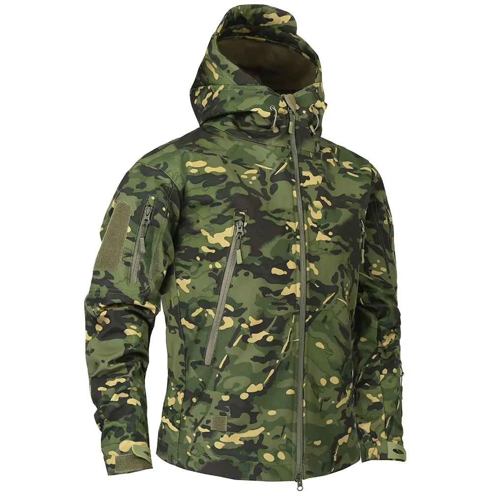 Veste Softshell Camouflage pour Homme Vêtements Tactiques Veste Coupe-Vent et Imperméable Tendance Automne et Hiver Toile Tissu