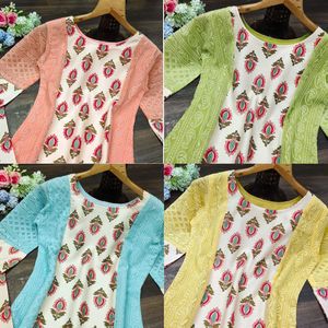 Chikankari Kurtis & tam astar ile pamuk baskılı plazo kadınlar için en iyi kalite Kurtis seti düşük fiyat - Product Image 5