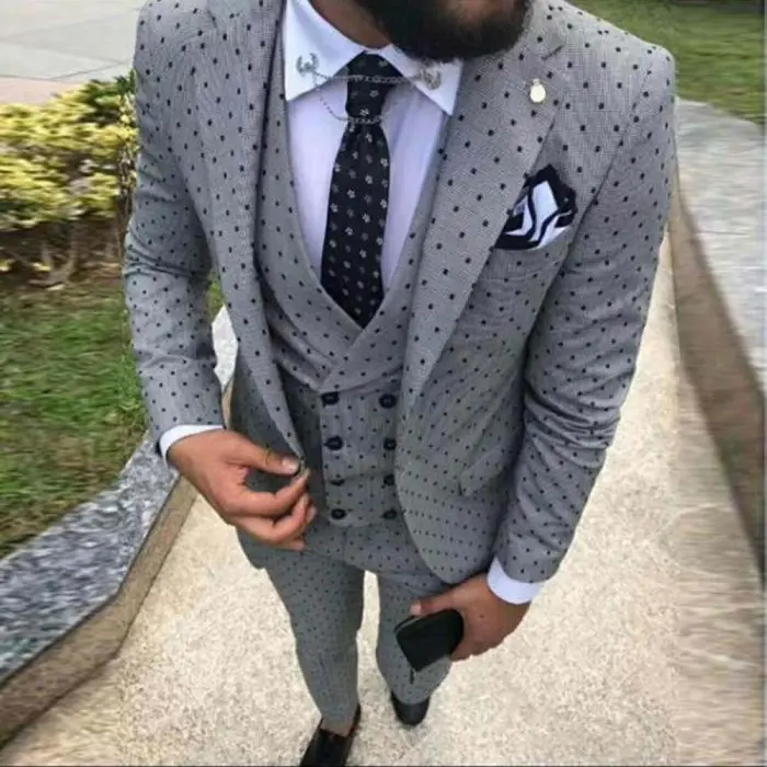 Pantalón de abrigo diseño Tweed de lana italiano 3 piezas Etiqueta Privada de 2 piezas de corte Slim de los hombres de lujo trajes para la boda