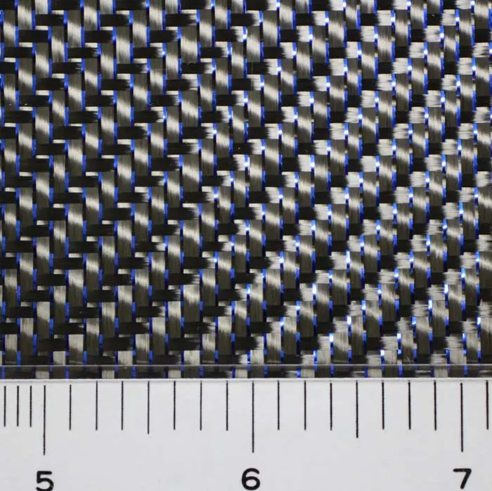 Отражающая синяя нить 3k ткань из углеродного волокна