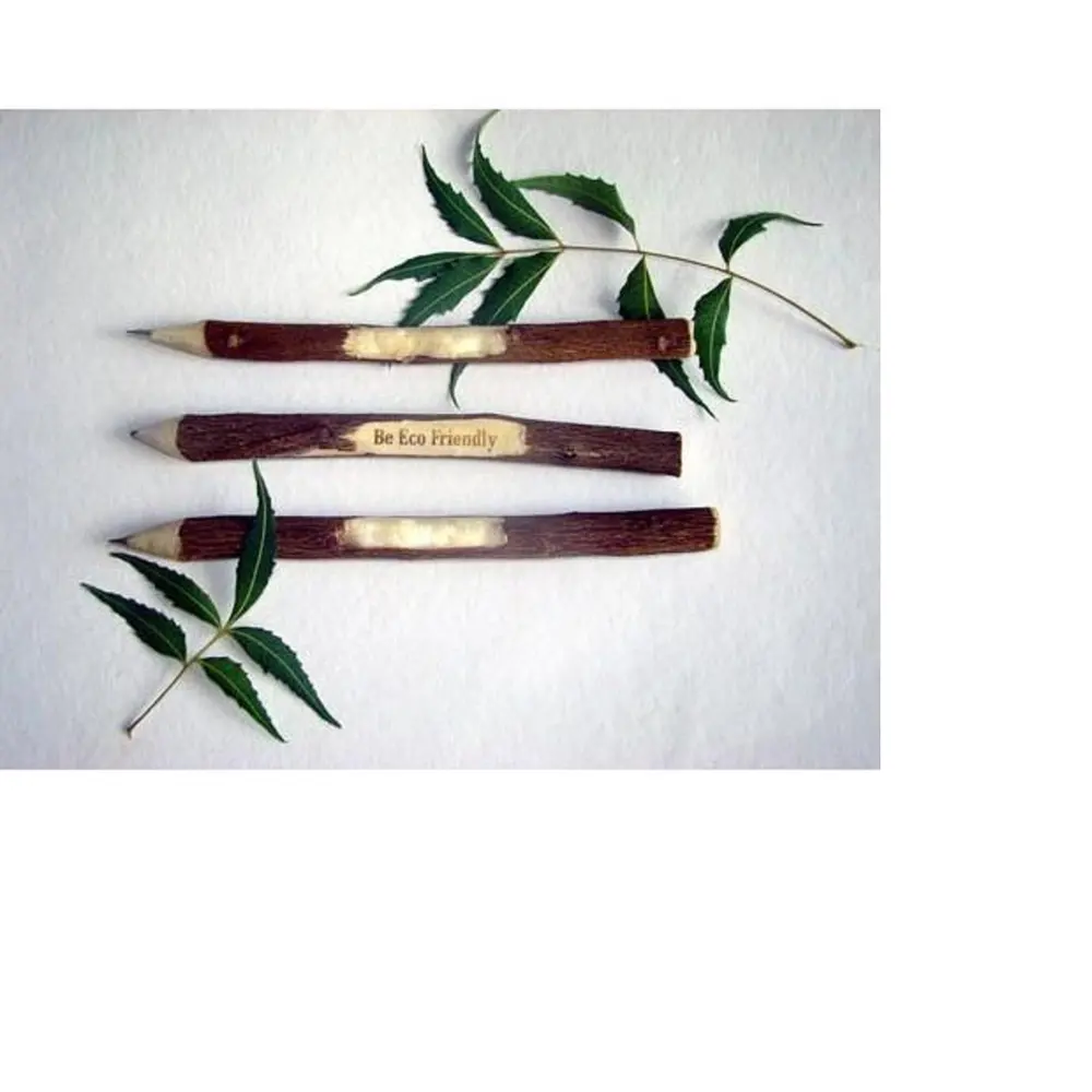 Crayons faits à la main à base de tige d'arbre neem, pièces, avec gravure de logo personnalisé