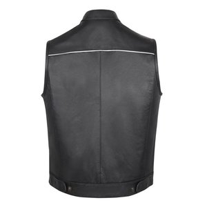 ウィングトレーダー製の高品質メンズリアルトップグレインバイクレザーベスト