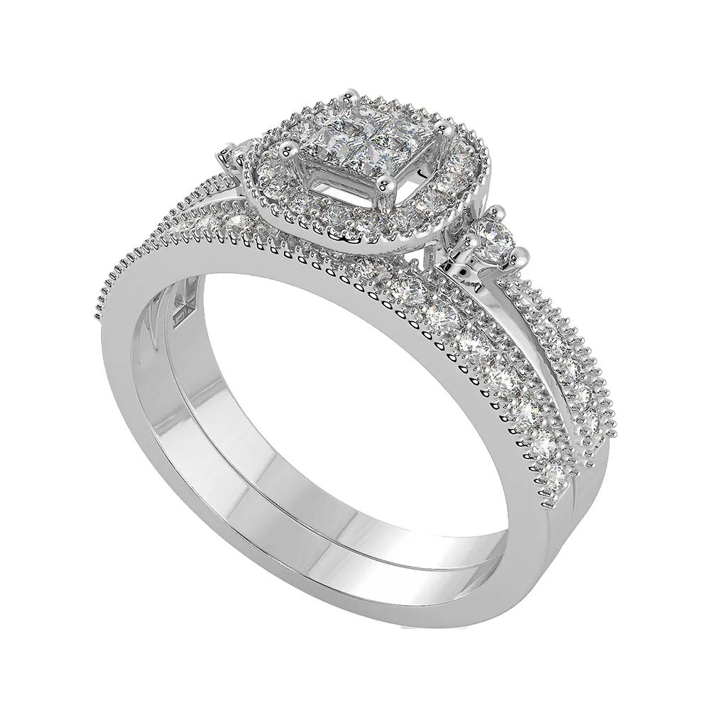 सफेद सोने की अंगूठी महिलाओं पर 10K सफेद सोने की हीरे की अंगूठी खरीदने के लिए अच्छी कीमत