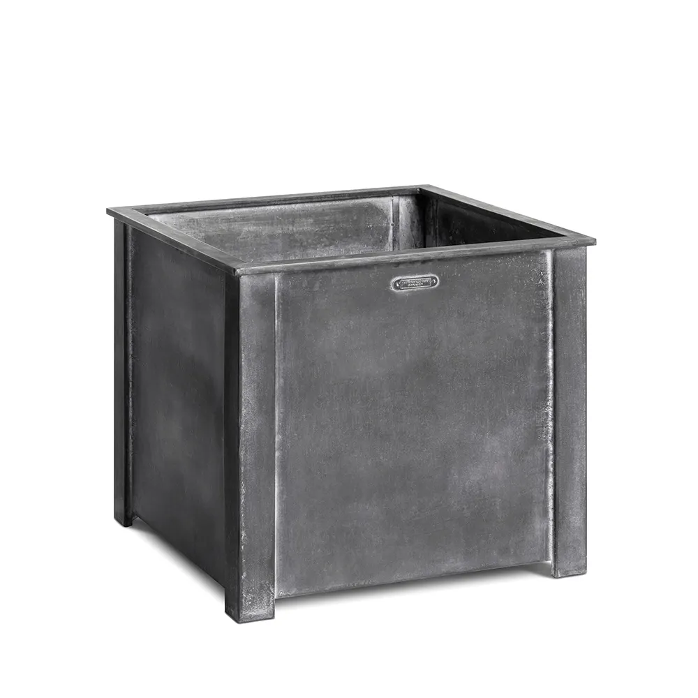 Vaso de jardim galvanizado moderno quadrado design de tendência grande planta recipiente de folha