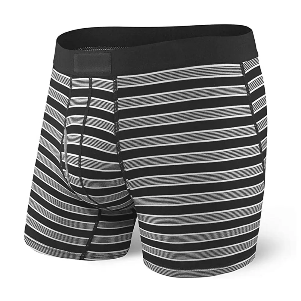 Cuecas boxer listradas confortáveis personalizadas, tecido de bambu, roupa íntima preta