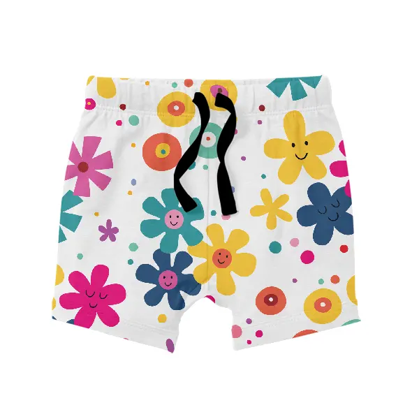 Shorts de algodão infantil, shorts de algodão com logo customizado, cor sólida, para meninos e meninas, praia esportiva para crianças
