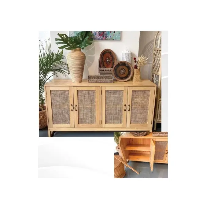 Günstige H86cm x B160cm x D40cm Täglich verwendet Umwelt freundliche Inneneinrichtungen Anwendung Singapur Rattan Side board