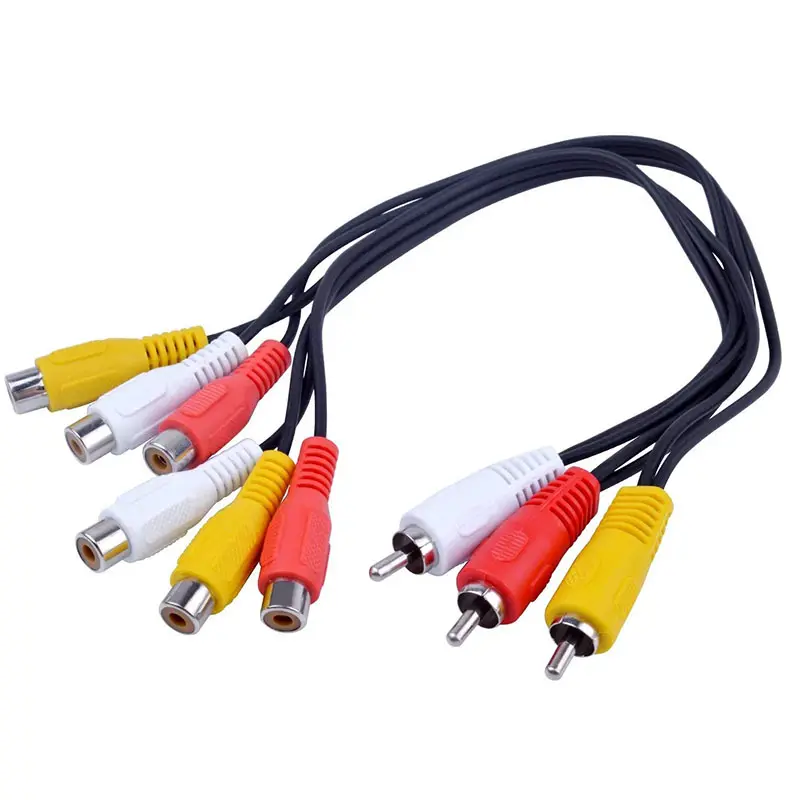 3 RCA Male Jack untuk 6 RCA Female Plug Splitter Audio Video Av Kabel Adaptor