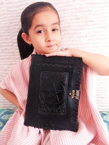 Large <strong>Celtic</strong> Embossed Black Leather Journal with Lock, Book of Shadows, Spell Book - Product Image 2