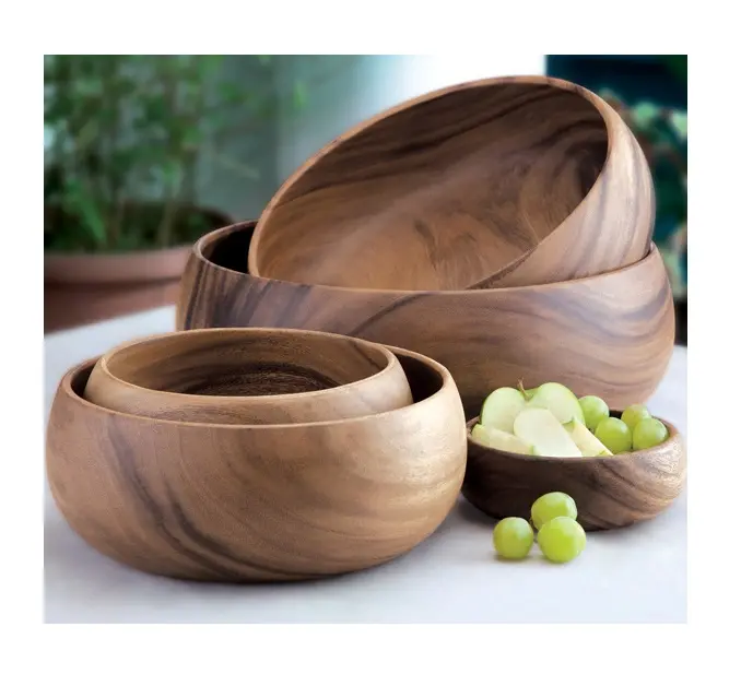 Деревянная Салатница ручной работы-Деревянная миска из натурального дерева, миска для супа из риса и лапши (Ms Sandy [Ws0084587176063]