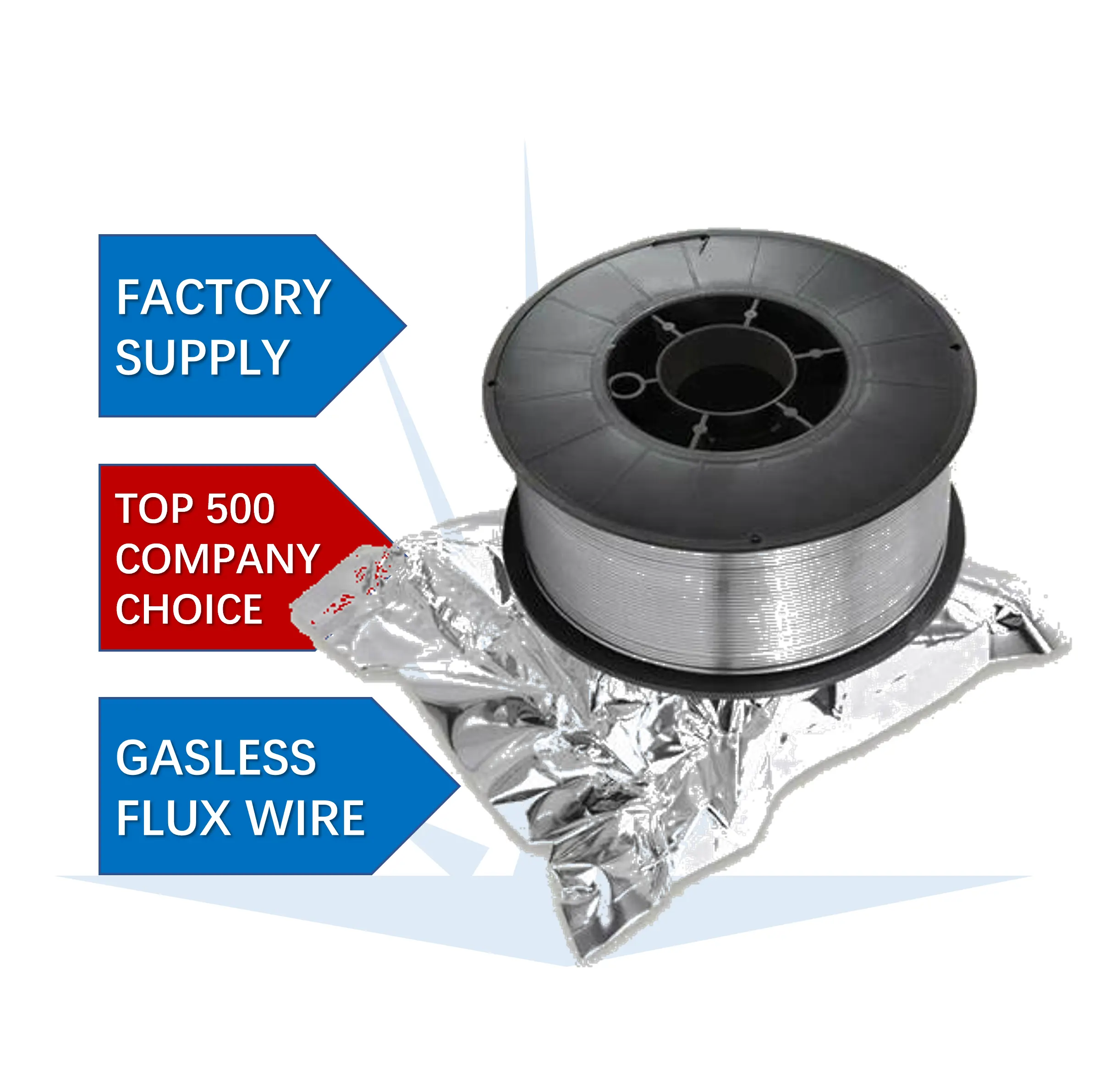 Fil fourré sans gaz de soudage fil E71T-GS E71T-11 aucun gaz FCAW fil MIG sans GAZ fil de noyau de Flux E71T-GS 0.8mm 1.0mm 5KG