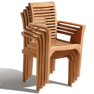 Teak wood Patio Garden Stackable Chairs Indonesia Outdoor Furniture