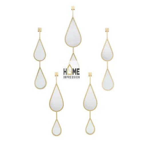 Tear Drop Metal Gold Luxe Muur Spiegels Designer Gold Metal Teardrop Spiegels