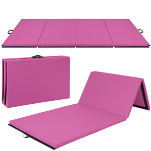Shemax 8x4 FT <span class=keywords><strong>4</strong></span>-פנל קצף מתקפל חדר כושר פעילות גופני עבור התעמלות, אירובי, יוגה w/ידיות-כחול