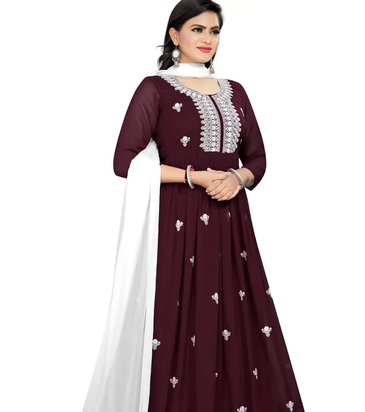 Georgette-vestido de estilo Anarkali para mujer, ropa de fiesta de diseño con bordado pesado, estilo Dupatta con precio bajo, paquistaní Salwar