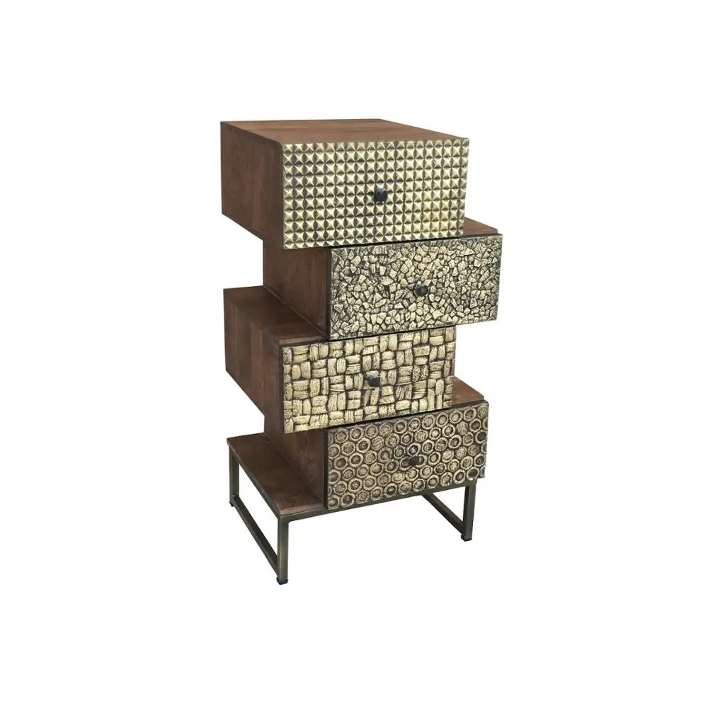 ZIGZAG 4 DRW CABINET Mango mobili rustici industriali in legno massello