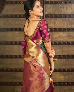 Decadebt Toxic Green & Pink Color Border Saree with Jacquard Work <span class=keywords><strong>on</strong></span> Full Sari Rich Pallu with Blouse <span class=keywords><strong>Borde</strong></span> Women Royal Export