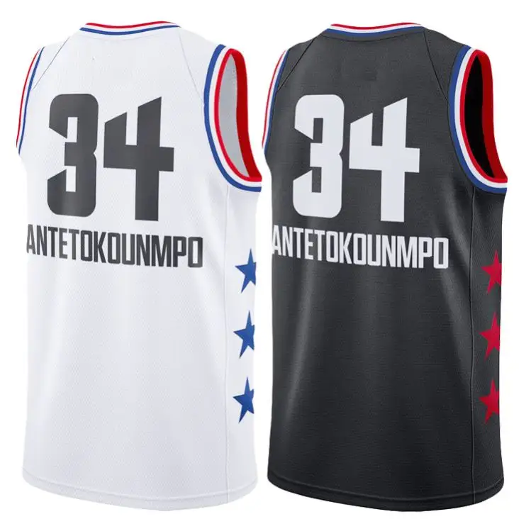 Los hombres bordado uniformes de baloncesto de alta calidad 2019 #34 Giannis Antetokounmpo Jersey de baloncesto