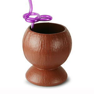 OEM Tiki马克杯夏威夷小饮茶冰淇淋卡瓦波利尼西亚大马克杯带盖陶瓷种植形状鸡尾酒椰子杯