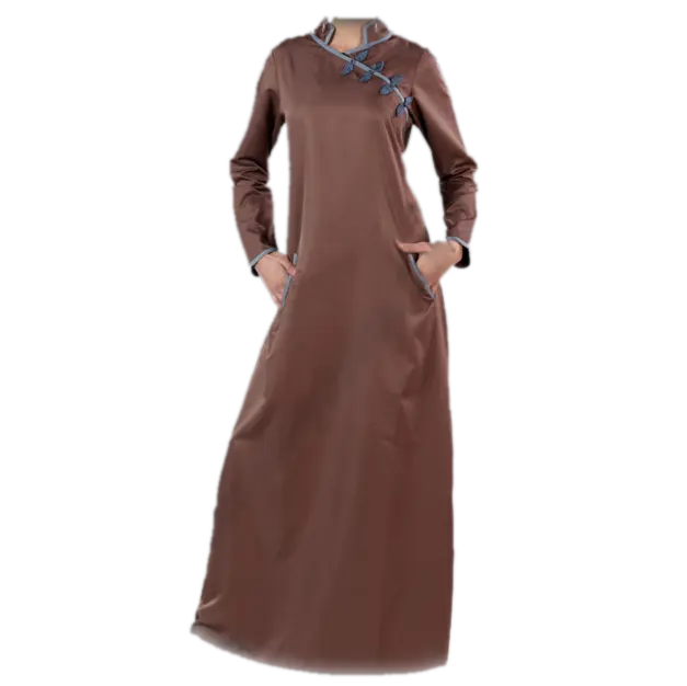 Bestseller New Design Abaya Cross Breasted mit trend igen Hüft taschen und Piping Abaya Frauen muslimischen Kleid