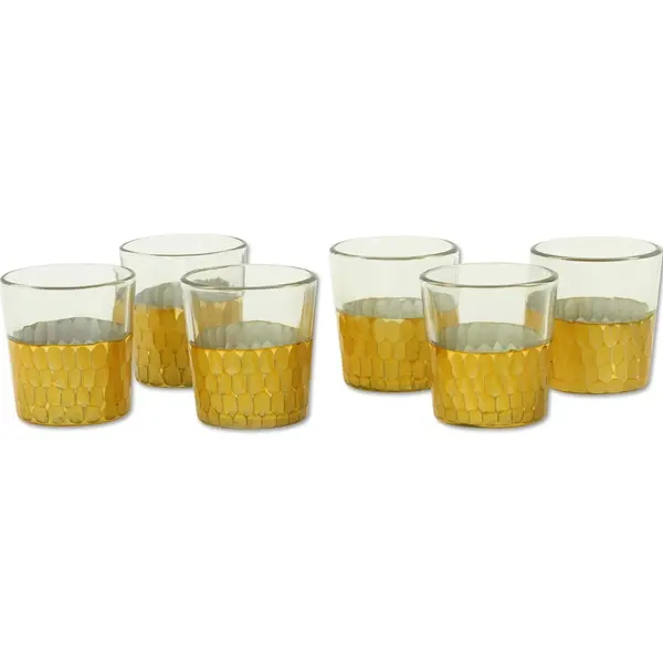 Etched Honeycomb Glass Candle Holder in Gold and Silver by For Home Exim Honeycomb Jar Candle at good price