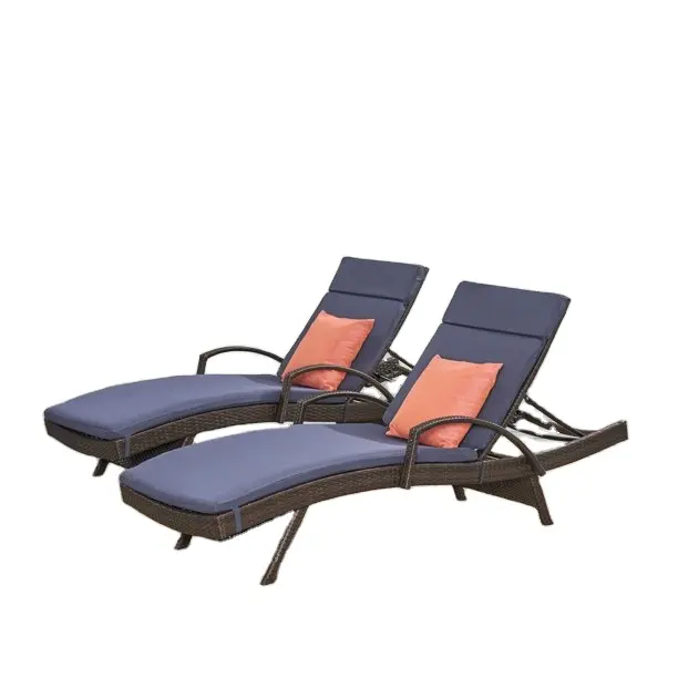 Pátio espreguiçadeira de sol ao ar livre, para piscina e para áreas externas com preços do chip, cama de sol rattan incluída almofada 5cm. 7cm e mesa lateral