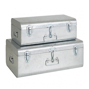 Galvanizli bagaj kutusu dikdörtgen şekli el yapımı tasarımcı saklama kutusu hint şık toptan galvanizli bagaj kutusu - Product Image 2