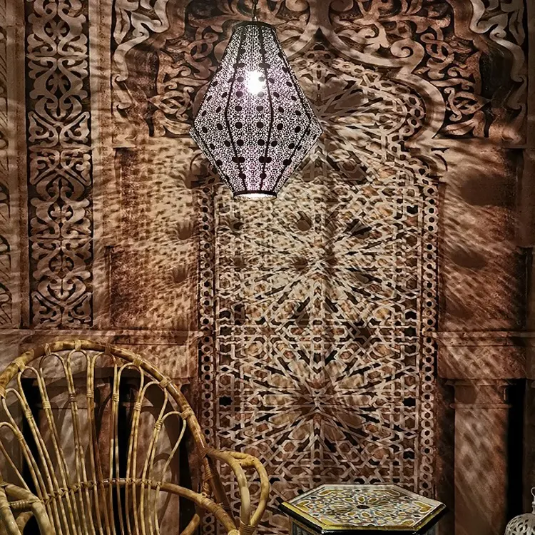 Plafonnier suspendu en laiton au design marocain, style musulman, arabe/marocain, luminaire décoratif d'intérieur