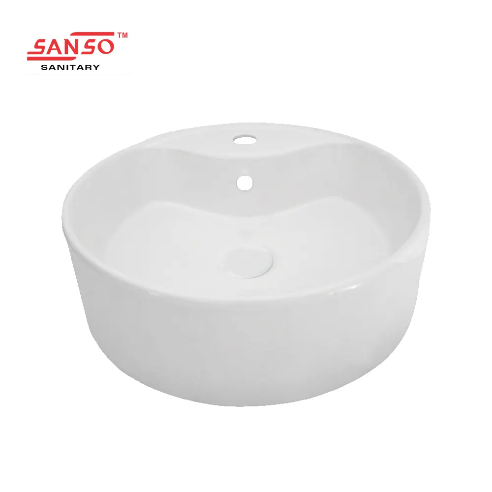 Bathroom Sink Ceramic Plain White Wash Basin Table Top