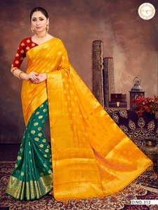 デザイナーシルクサリーヘビーデザインソフトファブリックサリ、ブラウスピース付きインドSURAT Gujarat/CLOTHINGS/SADI (ブルーカラー) - Product Image 5