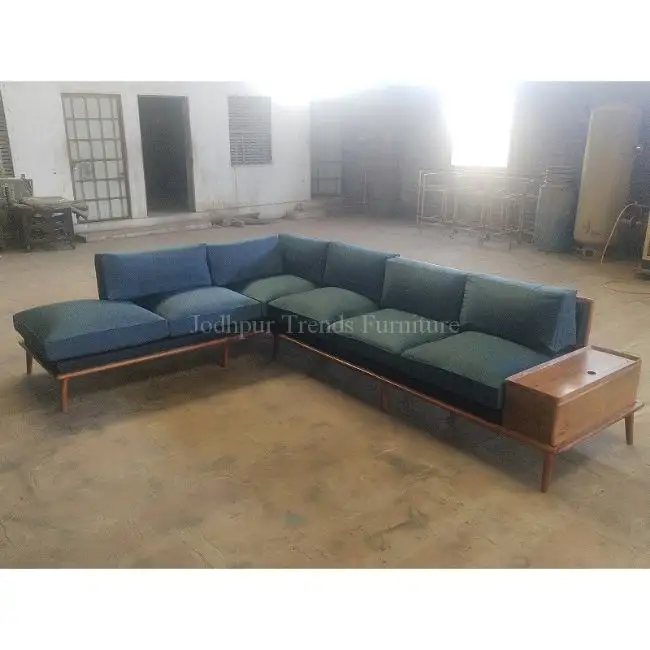 Hermoso diseño indio de alta calidad, promoción, patas de madera populares, sofá Seccional de diseño clásico de estilo francés