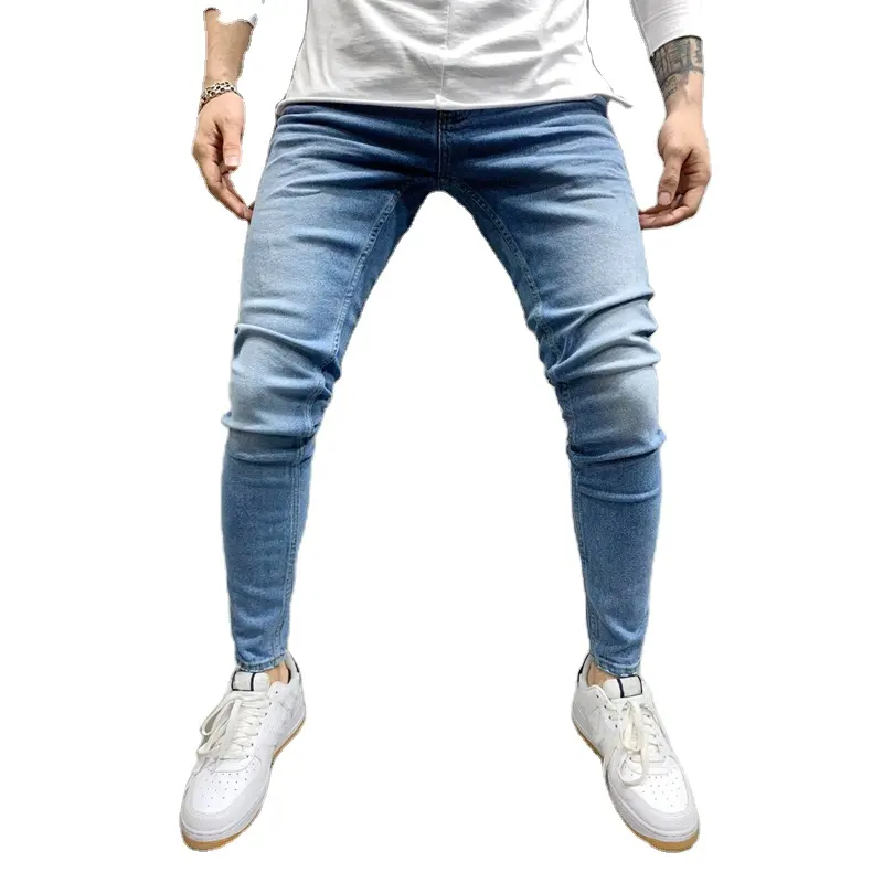 Calça jeans masculina casual simples de alta qualidade, jeans reta, calça jeans para homens