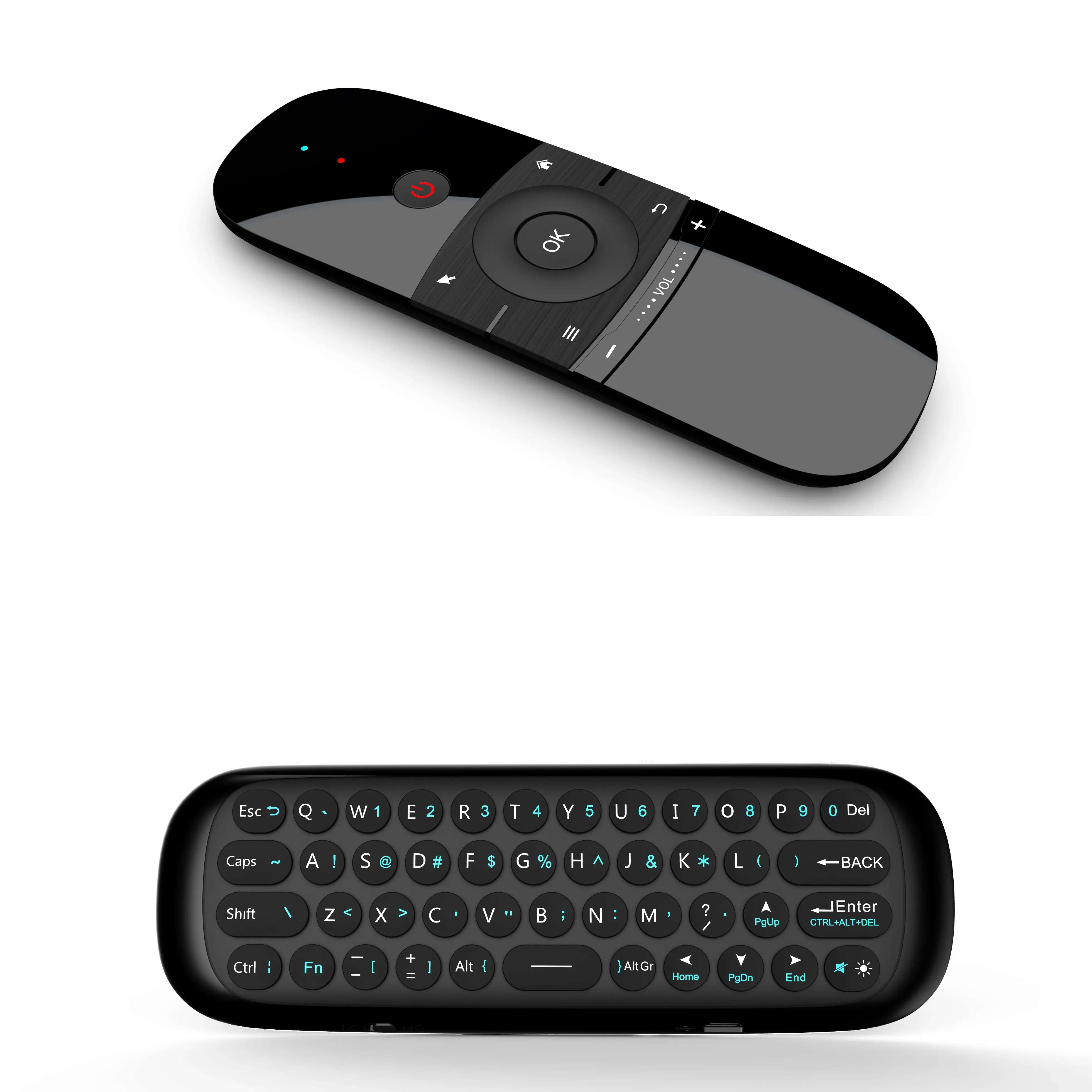 Shizhou Tech W1 Air Mouse Wireless 2.4G Mini Keyboard รีโมทคอนโทรลพร้อม Gyro และฟังก์ชั่นการเรียนรู้ด้วย IR