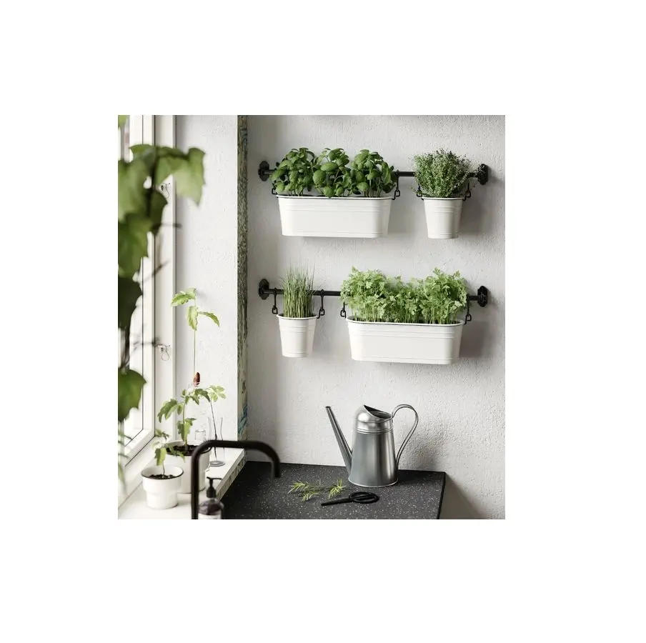 Fioriere attraenti personalizzate vaso da fiori bianco e nero verniciato a polvere rack e fioriere sospese a parete per ortaggi e piante