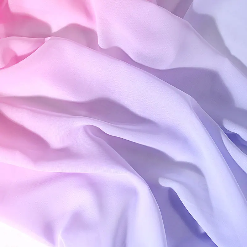 قماش شيفون متدرج الألوان جميل من البوليستر بنسبة 100% عالي الجودة لفستان