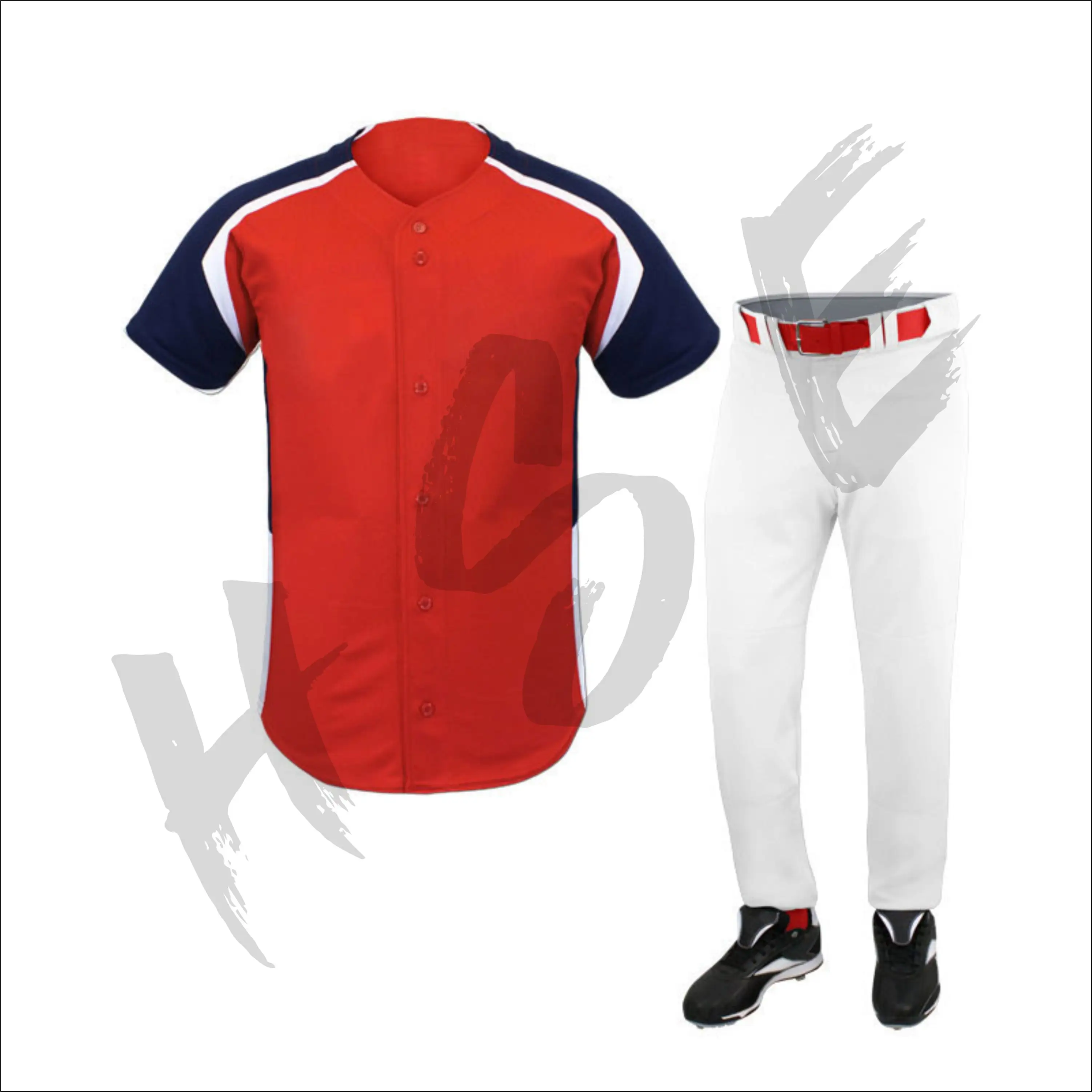 कस्टम कढ़ाई बेसबॉल वर्दी शैली शर्ट मेष कपड़े बेसबॉल टीम वर्दी कस्टम डिजाइन बेसबॉल जर्सी के साथ पैंट